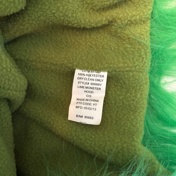 Lime Monster Hat Green Faux Fur Fleece Lined OS - Picture 3 of 4